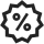 A stylized discount symbol representing a percentage sign, typical for a discount or special offer icon.